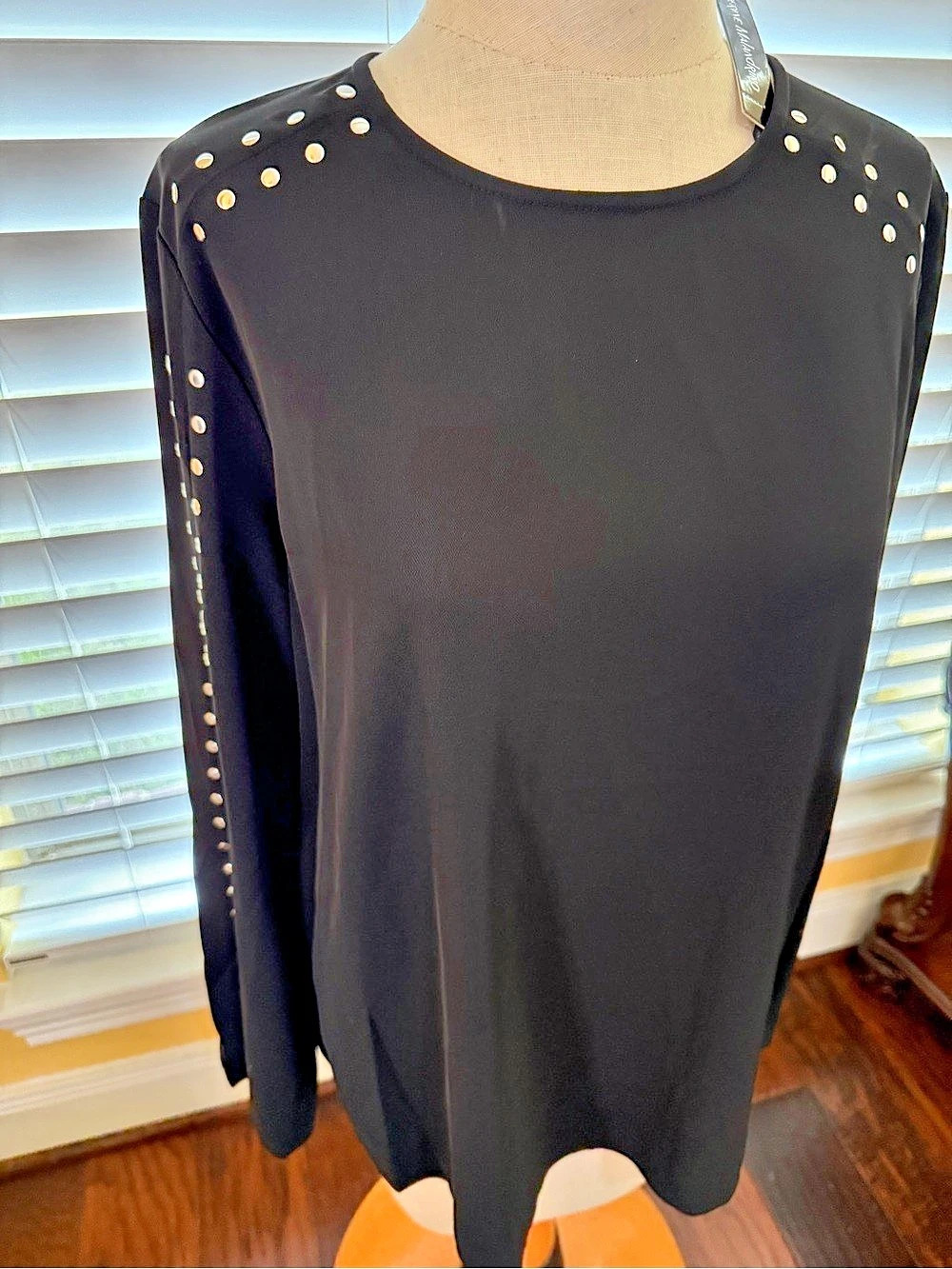 Catherine Malandrino Black Stud-Detail Top Size Medium NWT